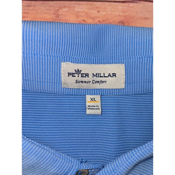 Peter Millar Summer Comfort Blue Polo Shirt XL - Picture 5 of 7